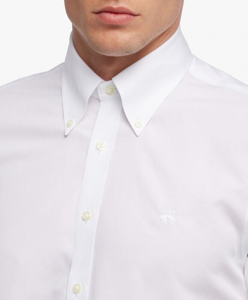 White Brooks Brothers Slim Fit White Non-Iron Button Down Men Shirts | BFZ-639428