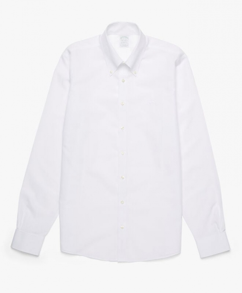 White Brooks Brothers Slim Fit White Non-Iron Button Down Men Shirts | BFZ-639428