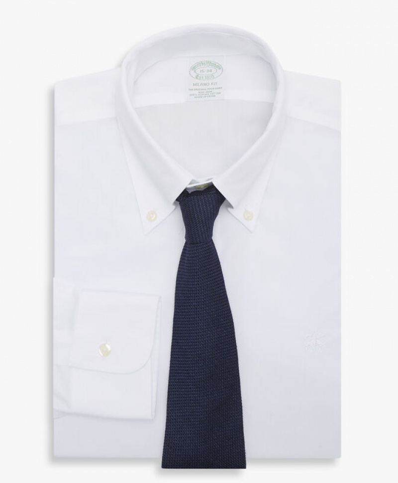 White Brooks Brothers Slim Fit White Non-Iron Button Down Men Shirts | BFZ-639428