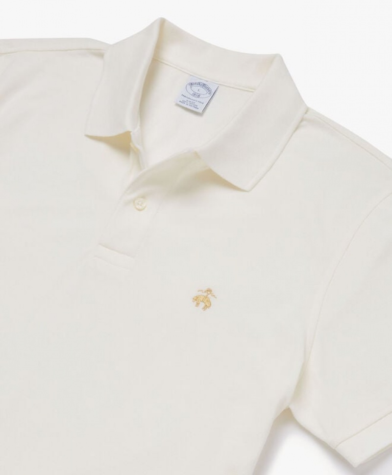 White Brooks Brothers Slim-fit Sleeves Pique Men Polo | AWJ-403768