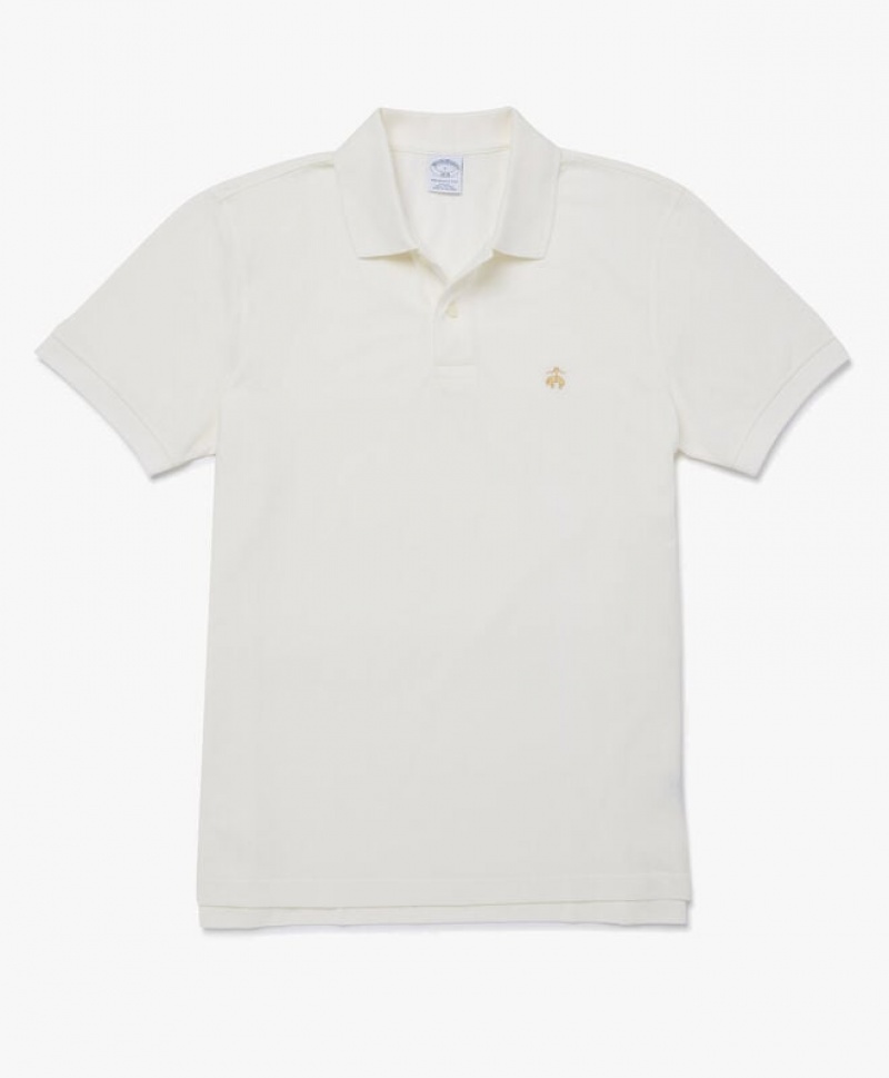 White Brooks Brothers Slim-fit Sleeves Pique Men Polo | AWJ-403768