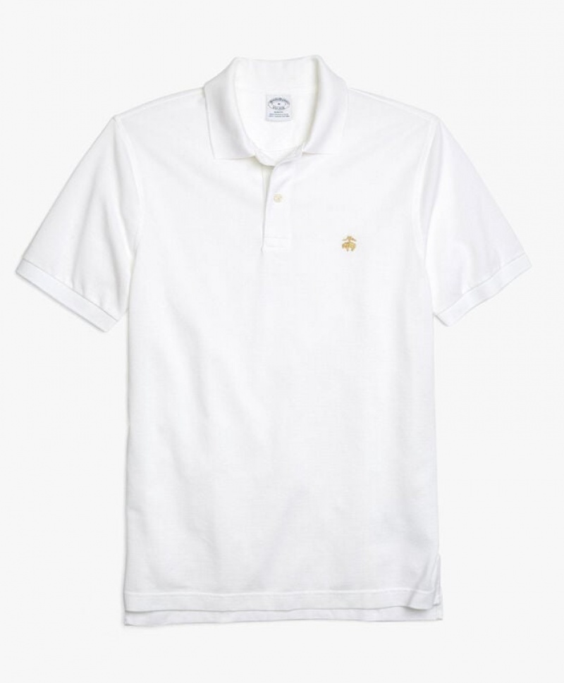 White Brooks Brothers Slim-fit Sleeves Supima Cotton Men Polo | SLP-258931