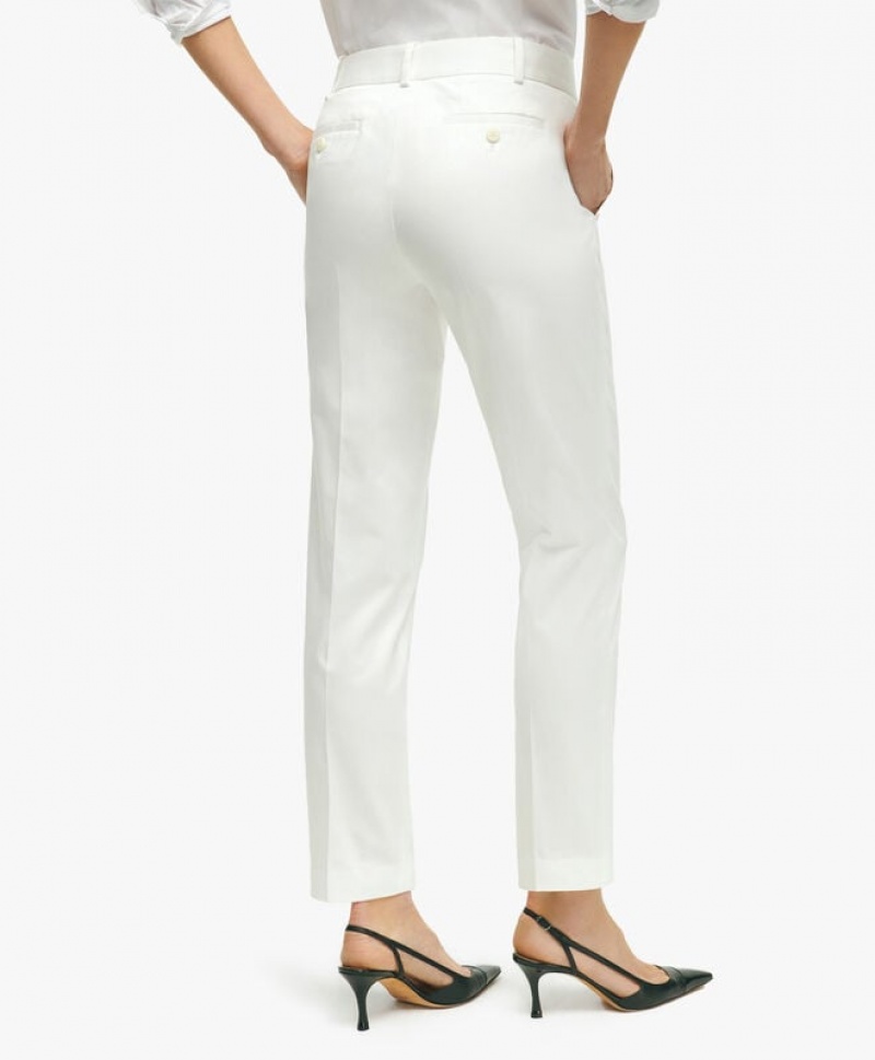 White Brooks Brothers Stretch Cotton Advantage Chino Women Casual Pants | VYB-150682