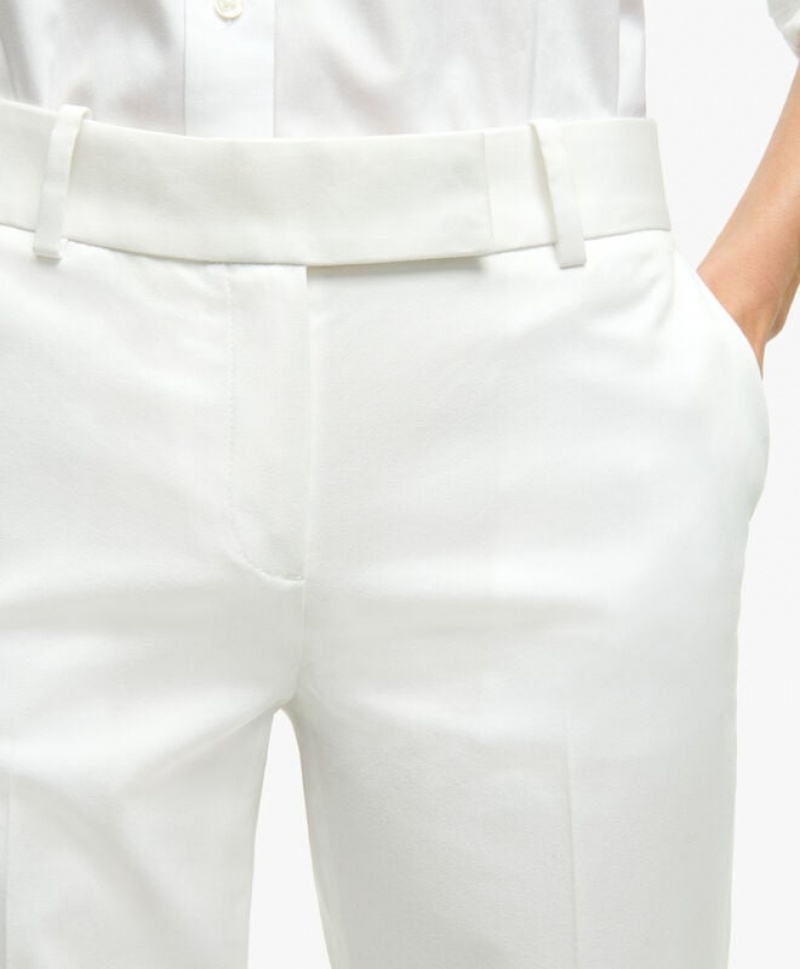 White Brooks Brothers Stretch Cotton Advantage Chino Women Casual Pants | VYB-150682