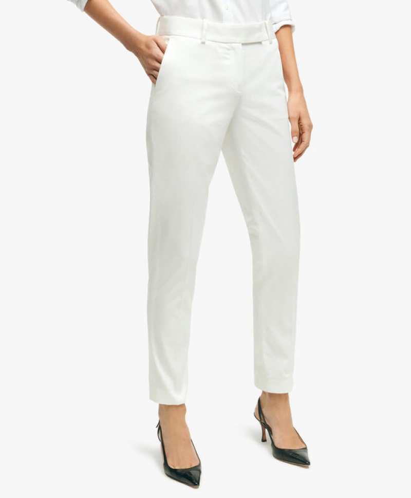 White Brooks Brothers Stretch Cotton Advantage Chino Women Casual Pants | VYB-150682