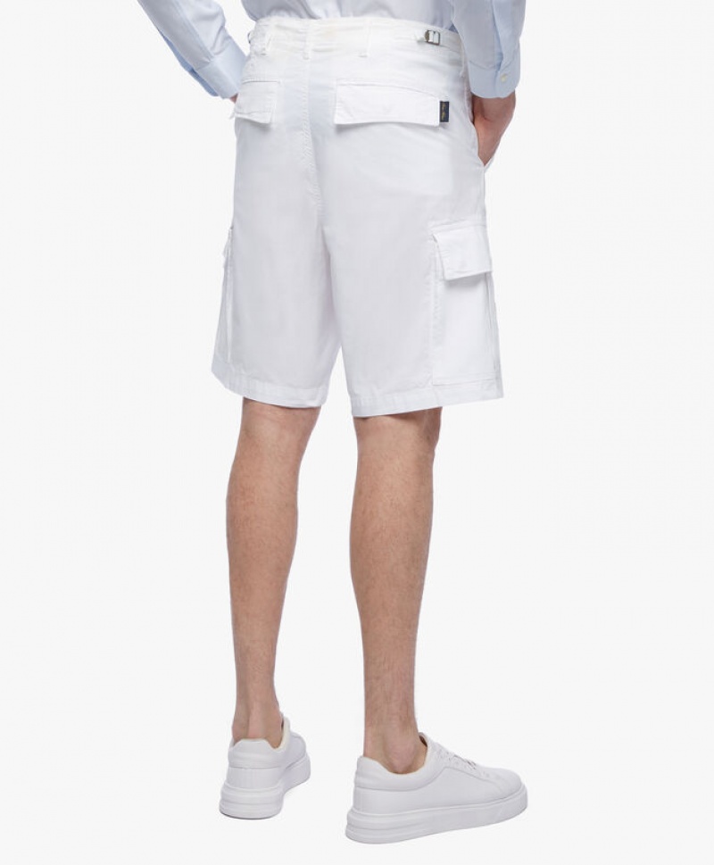 White Brooks Brothers Stretch Cotton Cargos Men Shorts | TLM-136740