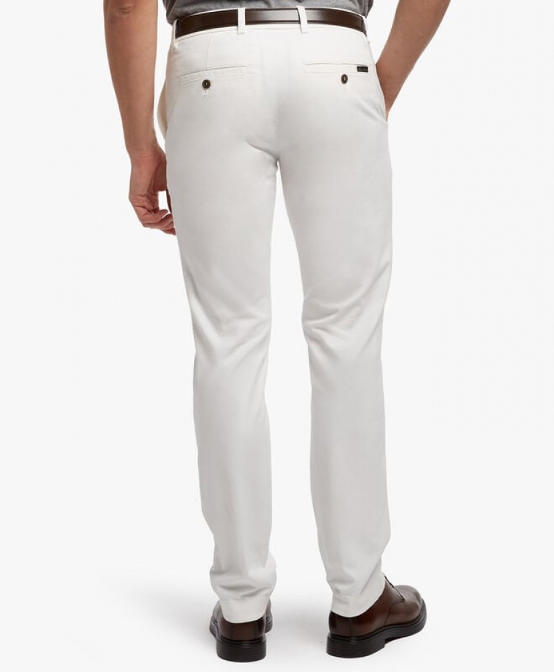 White Brooks Brothers Stretch Cotton Chinos Men Casual Pants | PNX-614057