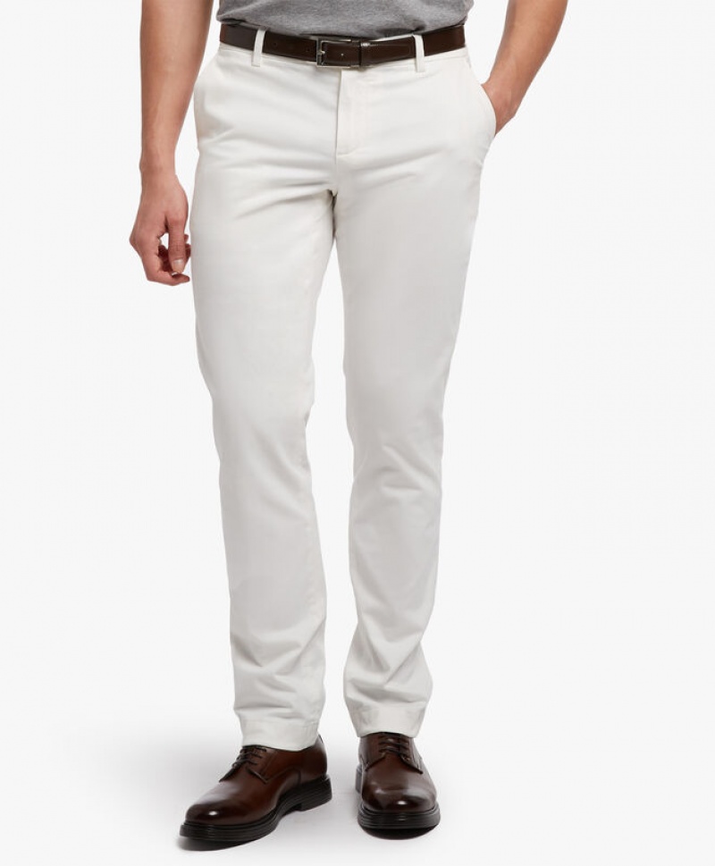 White Brooks Brothers Stretch Cotton Chinos Men Casual Pants | PNX-614057