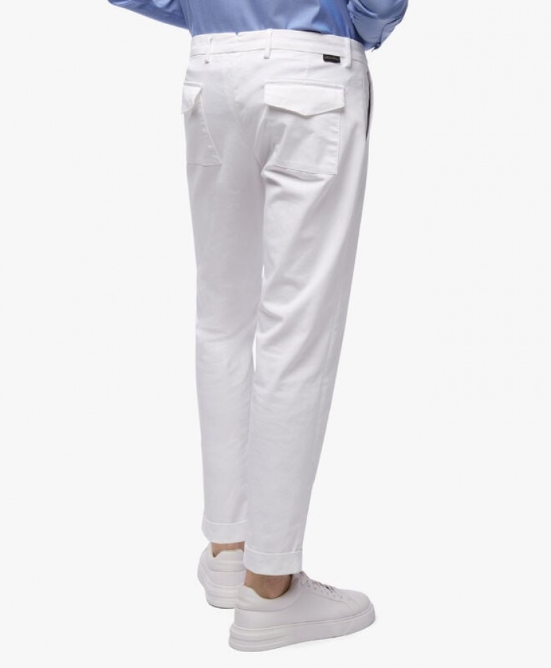 White Brooks Brothers Stretch Cotton Chinos Men Casual Pants | FZB-271356