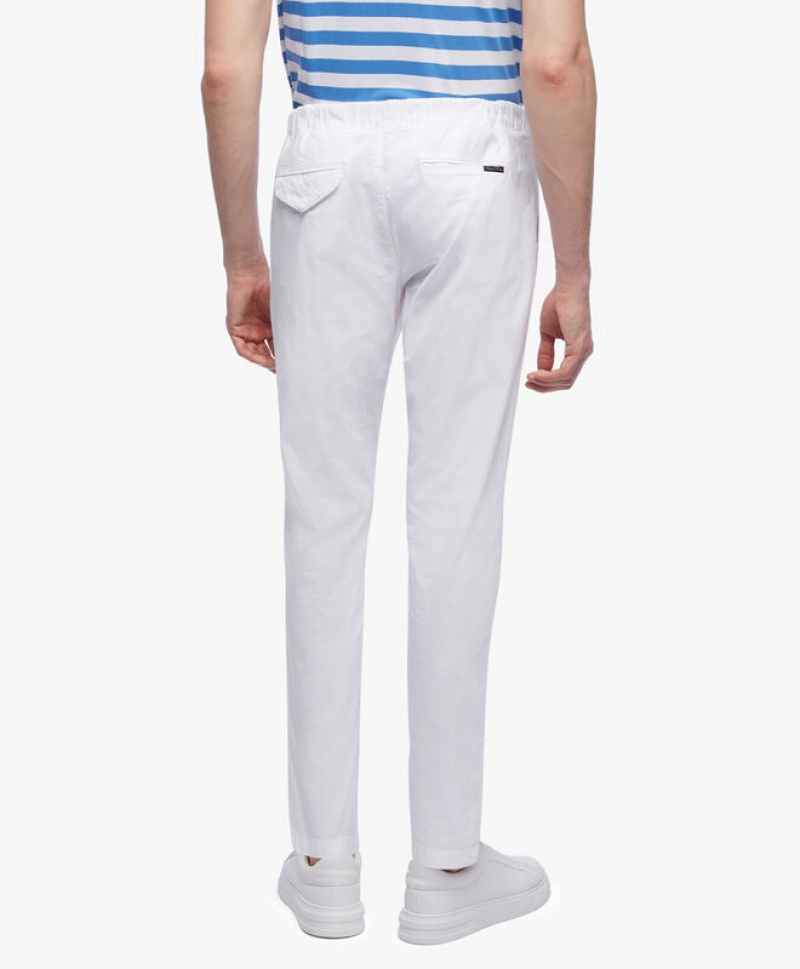 White Brooks Brothers Stretch Cotton Men Casual Pants | AKW-407968