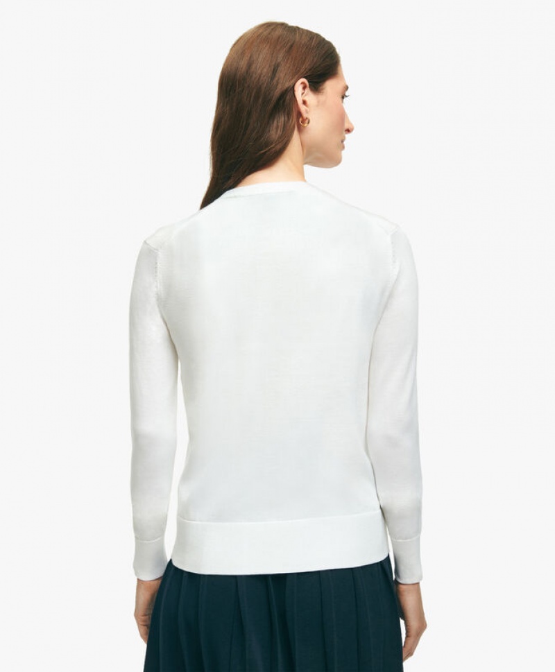 White Brooks Brothers Supima Cotton Women Sweaters | HTN-651823