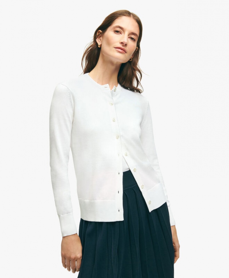 White Brooks Brothers Supima Cotton Women Sweaters | HTN-651823