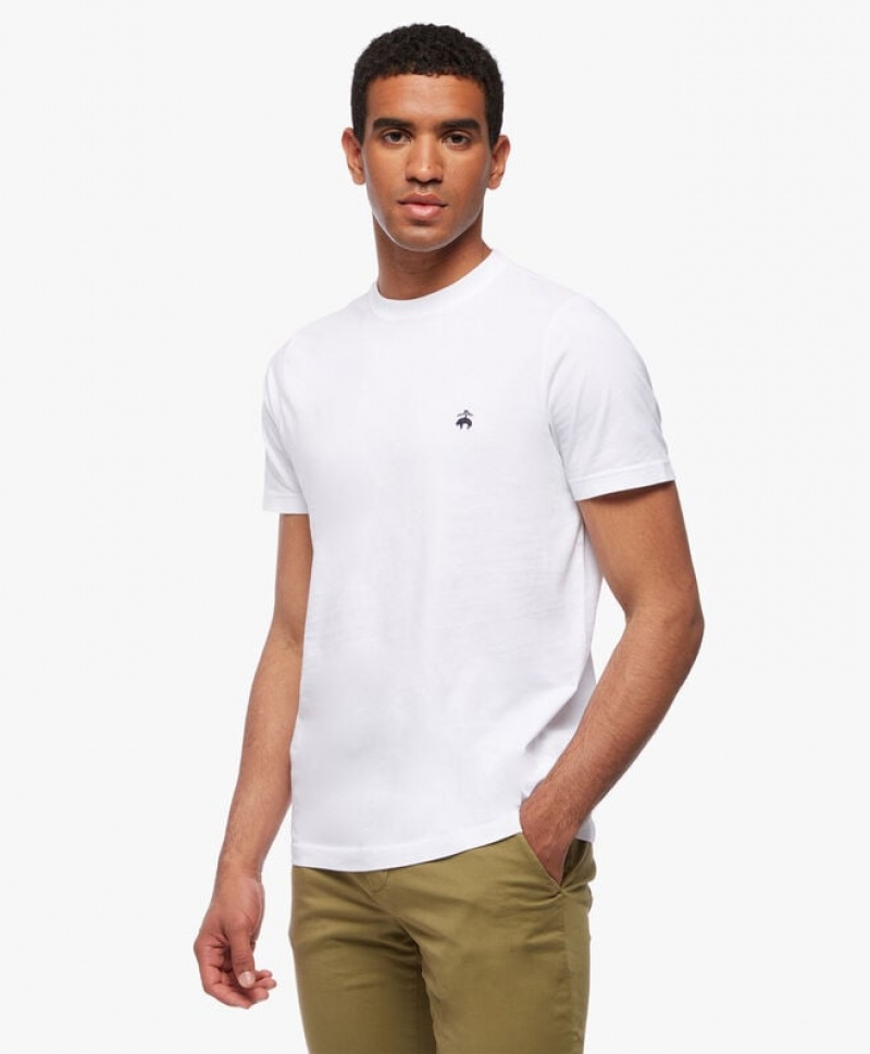 White Brooks Brothers Washed Supima Cotton Logo Crewneck Men T-shirts | ZRN-034792