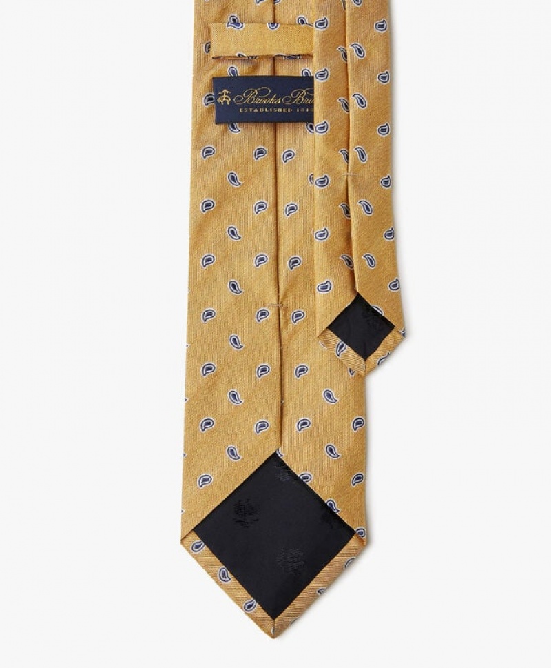 Yellow Brooks Brothers Silk Paisley Men Ties | SRH-342859