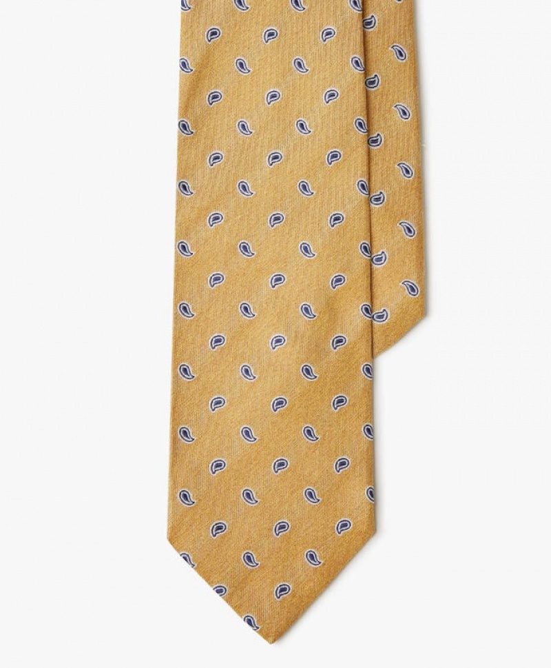 Yellow Brooks Brothers Silk Paisley Men Ties | SRH-342859