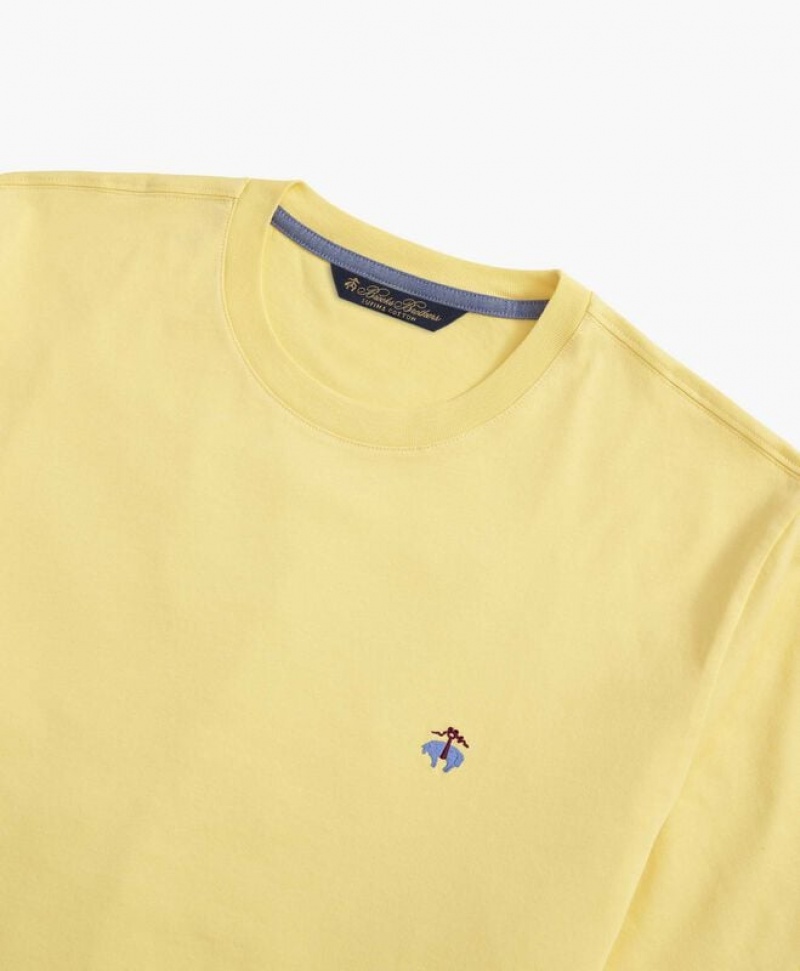 Yellow Brooks Brothers Supima Crewneck Cotton Men T-shirts | CSH-465130