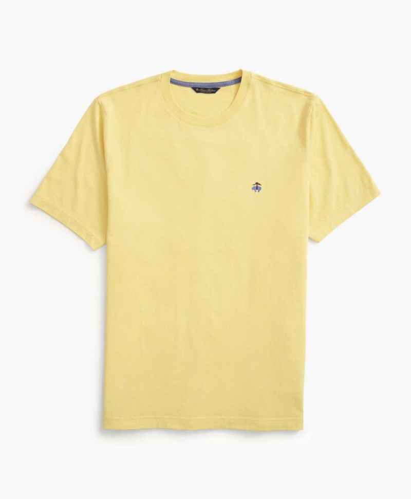 Yellow Brooks Brothers Supima Crewneck Cotton Men T-shirts | CSH-465130