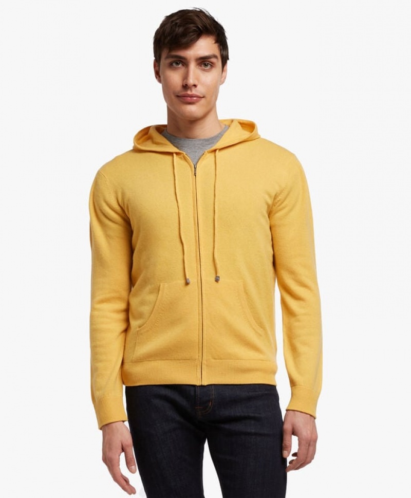 Yellow Brooks Brothers Wool and Cashmere Men Hoodie | PDN-891025