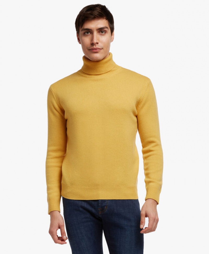 Yellow Brooks Brothers Wool and Cashmere Turtleneck Men Sweaters | TON-502468